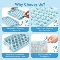 Ice Cube Trays for Freezer - 2 - Pack Ice Cube Tray with Lid and Bin，BPA - Free Easy Release Ice Cube Tray for Cocktails, Whiskey, Sodas,Diamond 1 Inch Ice Molds Set - 7DAY'S