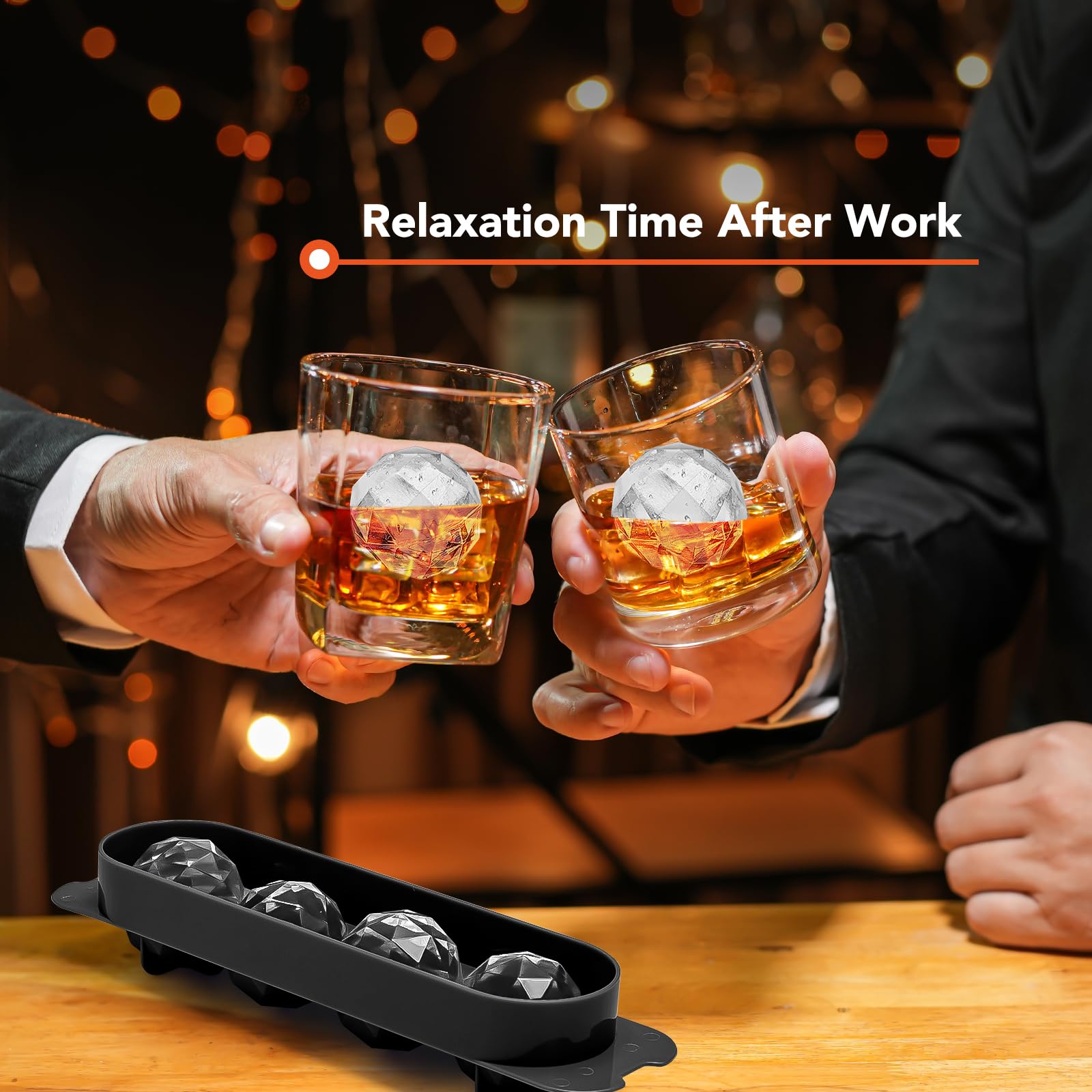 Ice Cube Trays for Freezer - 2 - Pack Ice Cube Tray with Lid and Bin，BPA - Free Easy Release Ice Cube Tray for Cocktails, Whiskey, Sodas,Diamond 1 Inch Ice Molds Set - 7DAY'S