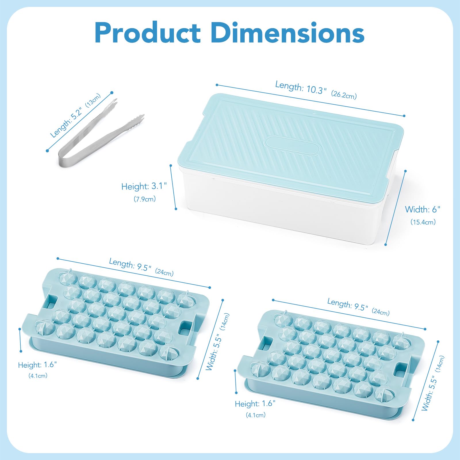Ice Cube Trays for Freezer - 2 - Pack Ice Cube Tray with Lid and Bin，BPA - Free Easy Release Ice Cube Tray for Cocktails, Whiskey, Sodas,Diamond 1 Inch Ice Molds Set - 7DAY'S