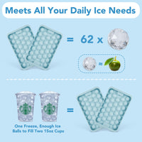 Ice Cube Trays for Freezer - 2 - Pack Ice Cube Tray with Lid and Bin，BPA - Free Easy Release Ice Cube Tray for Cocktails, Whiskey, Sodas,Diamond 1 Inch Ice Molds Set - 7DAY'S