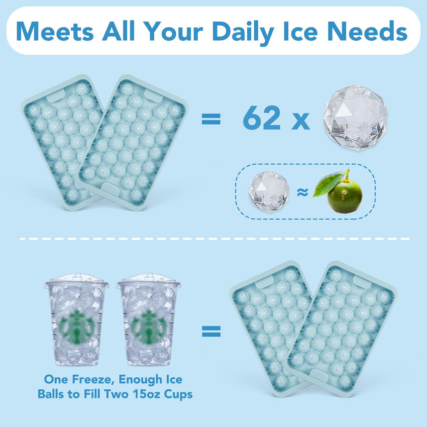 Ice Cube Trays for Freezer - 2 - Pack Ice Cube Tray with Lid and Bin，BPA - Free Easy Release Ice Cube Tray for Cocktails, Whiskey, Sodas,Diamond 1 Inch Ice Molds Set - 7DAY'S