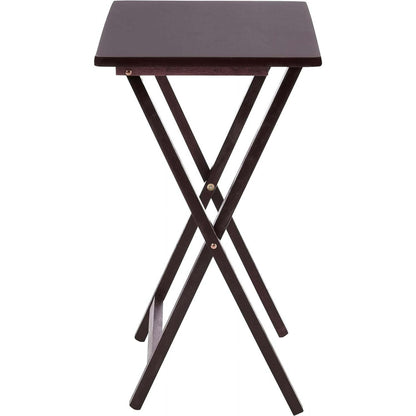 Indoor Single Folding TV Tray Table Set of 2 in Walnut L19 x W15 x H26inches. - 7DAY'S
