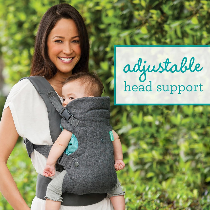 Infantino Flip 4 - in - 1 Convertible Baby Carrier, Adjustable, Ergonomic Babywearing, Registry Essential, Baby Carrier for Newborn to Toddler, Gray - 7DAY'S