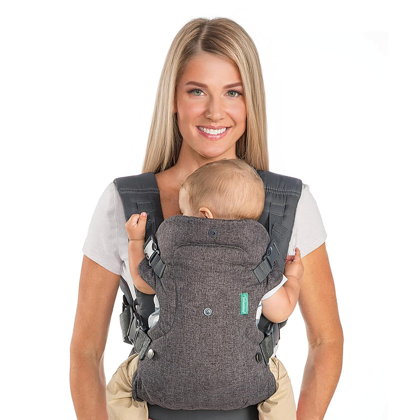Infantino Flip 4 - in - 1 Convertible Baby Carrier, Adjustable, Ergonomic Babywearing, Registry Essential, Baby Carrier for Newborn to Toddler, Gray - 7DAY'S
