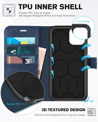 iPhone 11, [RFID Blocking] Card Slots Stand Magnetic Closure, Protective PU Leather [Shockproof TPU Interior Case] Flip Cover Compatible with iPhone 11 (2019 6.1 inch), Black - 7DAY'S