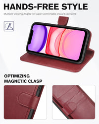 iPhone 11, [RFID Blocking] Card Slots Stand Magnetic Closure, Protective PU Leather [Shockproof TPU Interior Case] Flip Cover Compatible with iPhone 11 (2019 6.1 inch), Black - 7DAY'S