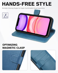 iPhone 11, [RFID Blocking] Card Slots Stand Magnetic Closure, Protective PU Leather [Shockproof TPU Interior Case] Flip Cover Compatible with iPhone 11 (2019 6.1 inch), Black - 7DAY'S