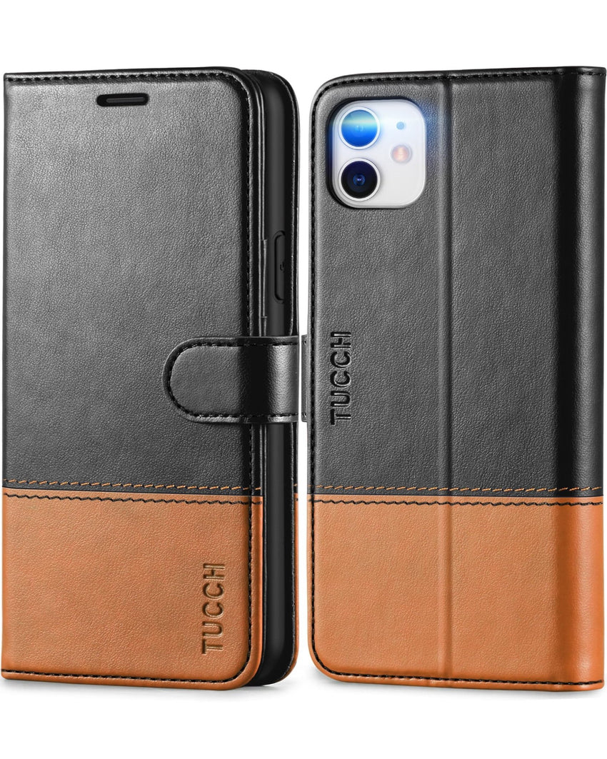 iPhone 11, [RFID Blocking] Card Slots Stand Magnetic Closure, Protective PU Leather [Shockproof TPU Interior Case] Flip Cover Compatible with iPhone 11 (2019 6.1 inch), Black - 7DAY'S