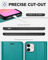 iPhone 11, [RFID Blocking] Card Slots Stand Magnetic Closure, Protective PU Leather [Shockproof TPU Interior Case] Flip Cover Compatible with iPhone 11 (2019 6.1 inch), Black - 7DAY'S