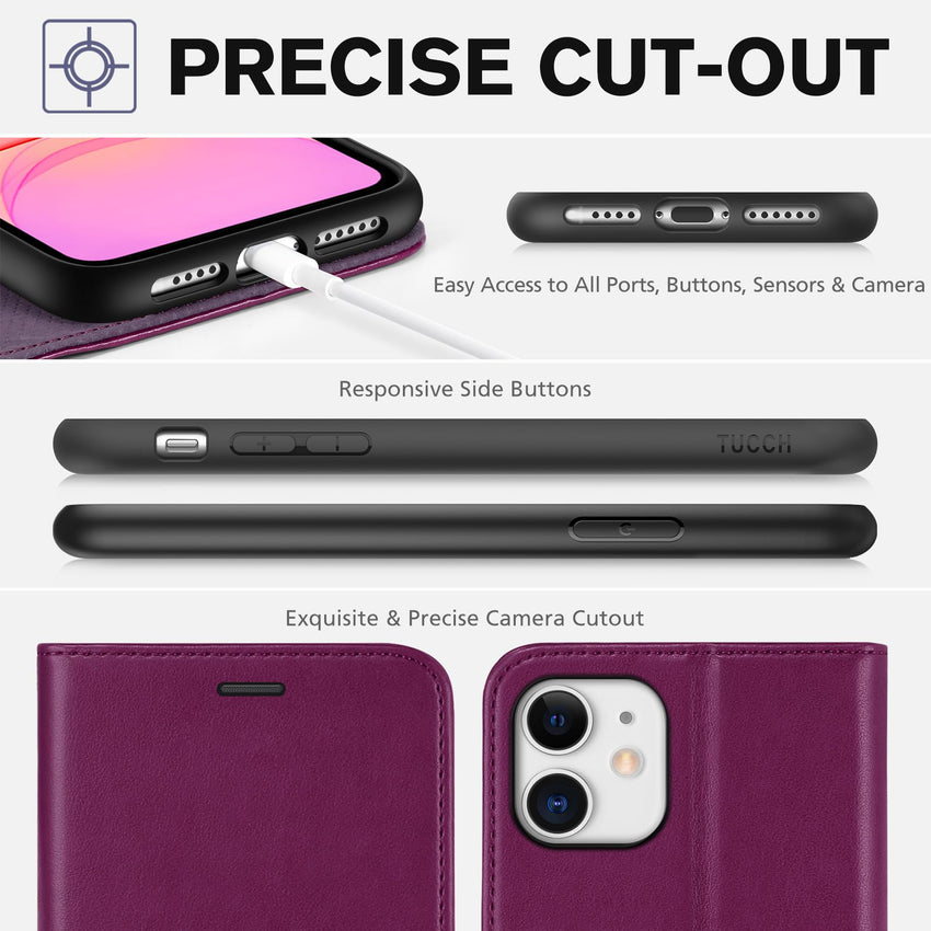 iPhone 11, [RFID Blocking] Card Slots Stand Magnetic Closure, Protective PU Leather [Shockproof TPU Interior Case] Flip Cover Compatible with iPhone 11 (2019 6.1 inch), Black - 7DAY'S
