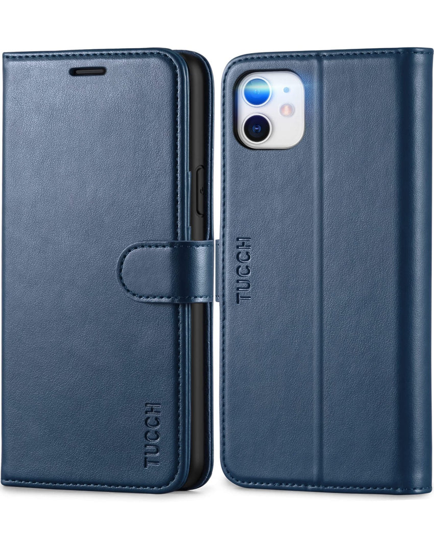 iPhone 11, [RFID Blocking] Card Slots Stand Magnetic Closure, Protective PU Leather [Shockproof TPU Interior Case] Flip Cover Compatible with iPhone 11 (2019 6.1 inch), Black - 7DAY'S