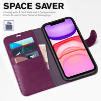 iPhone 11, [RFID Blocking] Card Slots Stand Magnetic Closure, Protective PU Leather [Shockproof TPU Interior Case] Flip Cover Compatible with iPhone 11 (2019 6.1 inch), Black - 7DAY'S