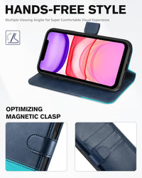 iPhone 11, [RFID Blocking] Card Slots Stand Magnetic Closure, Protective PU Leather [Shockproof TPU Interior Case] Flip Cover Compatible with iPhone 11 (2019 6.1 inch), Black - 7DAY'S