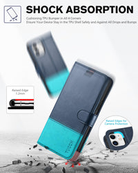 iPhone 11, [RFID Blocking] Card Slots Stand Magnetic Closure, Protective PU Leather [Shockproof TPU Interior Case] Flip Cover Compatible with iPhone 11 (2019 6.1 inch), Black - 7DAY'S