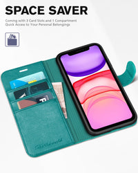iPhone 11, [RFID Blocking] Card Slots Stand Magnetic Closure, Protective PU Leather [Shockproof TPU Interior Case] Flip Cover Compatible with iPhone 11 (2019 6.1 inch), Black - 7DAY'S