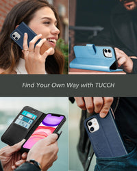 iPhone 11, [RFID Blocking] Card Slots Stand Magnetic Closure, Protective PU Leather [Shockproof TPU Interior Case] Flip Cover Compatible with iPhone 11 (2019 6.1 inch), Black - 7DAY'S