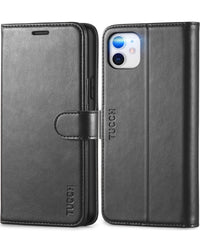 iPhone 11, [RFID Blocking] Card Slots Stand Magnetic Closure, Protective PU Leather [Shockproof TPU Interior Case] Flip Cover Compatible with iPhone 11 (2019 6.1 inch), Black - 7DAY'S