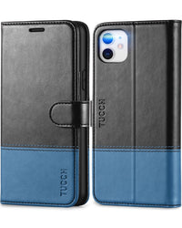 iPhone 11, [RFID Blocking] Card Slots Stand Magnetic Closure, Protective PU Leather [Shockproof TPU Interior Case] Flip Cover Compatible with iPhone 11 (2019 6.1 inch), Black - 7DAY'S