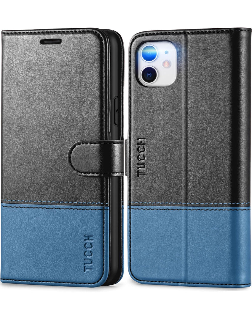 iPhone 11, [RFID Blocking] Card Slots Stand Magnetic Closure, Protective PU Leather [Shockproof TPU Interior Case] Flip Cover Compatible with iPhone 11 (2019 6.1 inch), Black - 7DAY'S