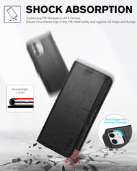 iPhone 11, [RFID Blocking] Card Slots Stand Magnetic Closure, Protective PU Leather [Shockproof TPU Interior Case] Flip Cover Compatible with iPhone 11 (2019 6.1 inch), Black - 7DAY'S