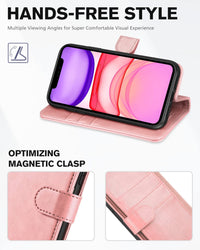 iPhone 11, [RFID Blocking] Card Slots Stand Magnetic Closure, Protective PU Leather [Shockproof TPU Interior Case] Flip Cover Compatible with iPhone 11 (2019 6.1 inch), Black - 7DAY'S
