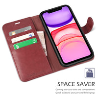 iPhone 11, [RFID Blocking] Card Slots Stand Magnetic Closure, Protective PU Leather [Shockproof TPU Interior Case] Flip Cover Compatible with iPhone 11 (2019 6.1 inch), Black - 7DAY'S