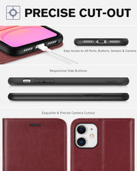iPhone 11, [RFID Blocking] Card Slots Stand Magnetic Closure, Protective PU Leather [Shockproof TPU Interior Case] Flip Cover Compatible with iPhone 11 (2019 6.1 inch), Black - 7DAY'S