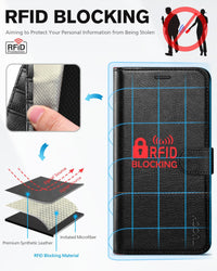 iPhone 11, [RFID Blocking] Card Slots Stand Magnetic Closure, Protective PU Leather [Shockproof TPU Interior Case] Flip Cover Compatible with iPhone 11 (2019 6.1 inch), Black - 7DAY'S