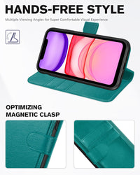 iPhone 11, [RFID Blocking] Card Slots Stand Magnetic Closure, Protective PU Leather [Shockproof TPU Interior Case] Flip Cover Compatible with iPhone 11 (2019 6.1 inch), Black - 7DAY'S