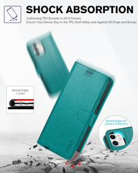 iPhone 11, [RFID Blocking] Card Slots Stand Magnetic Closure, Protective PU Leather [Shockproof TPU Interior Case] Flip Cover Compatible with iPhone 11 (2019 6.1 inch), Black - 7DAY'S