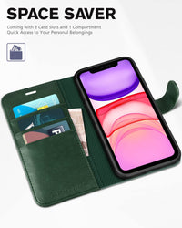 iPhone 11, [RFID Blocking] Card Slots Stand Magnetic Closure, Protective PU Leather [Shockproof TPU Interior Case] Flip Cover Compatible with iPhone 11 (2019 6.1 inch), Black - 7DAY'S