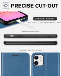 iPhone 11, [RFID Blocking] Card Slots Stand Magnetic Closure, Protective PU Leather [Shockproof TPU Interior Case] Flip Cover Compatible with iPhone 11 (2019 6.1 inch), Black - 7DAY'S