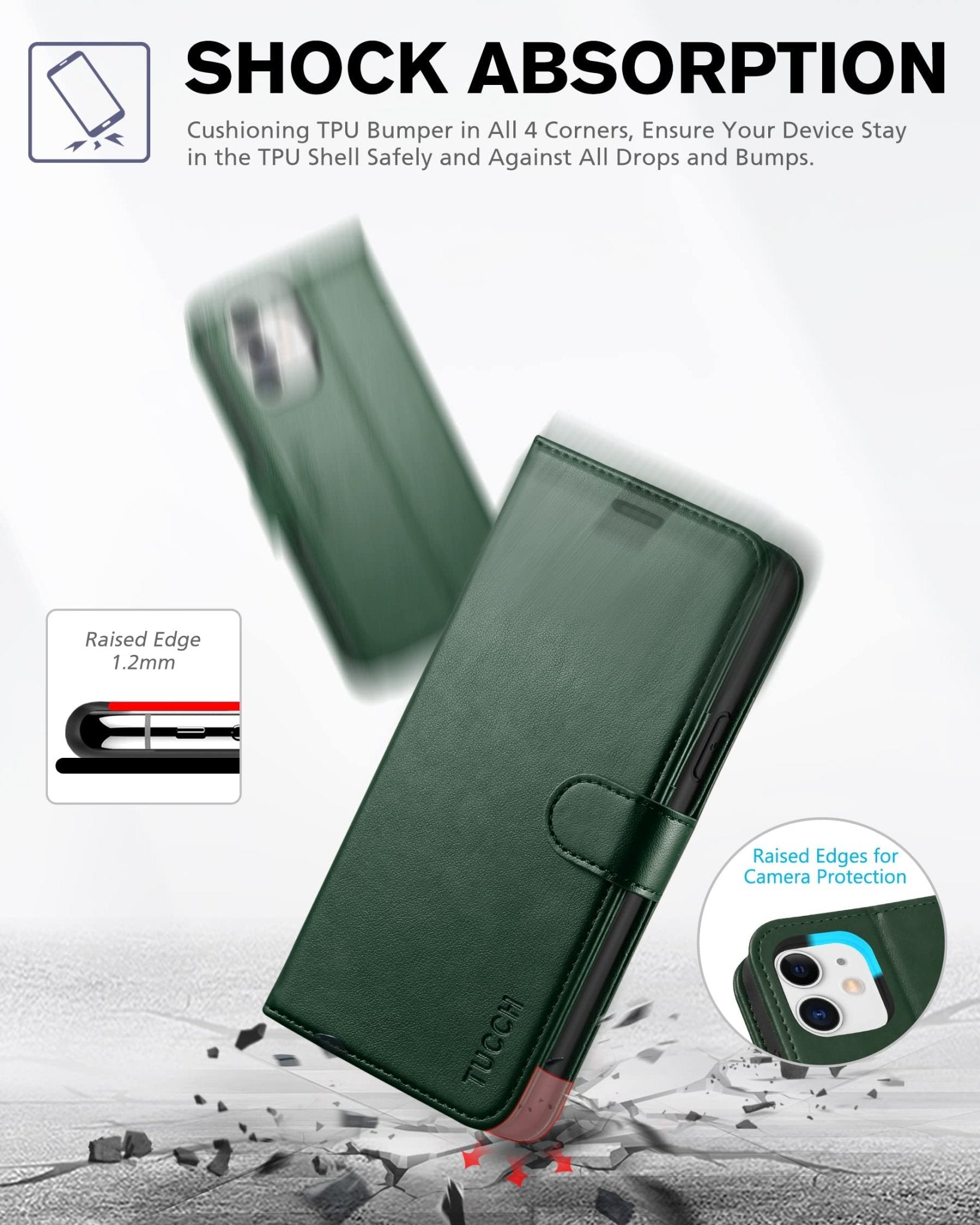 iPhone 11, [RFID Blocking] Card Slots Stand Magnetic Closure, Protective PU Leather [Shockproof TPU Interior Case] Flip Cover Compatible with iPhone 11 (2019 6.1 inch), Black - 7DAY'S