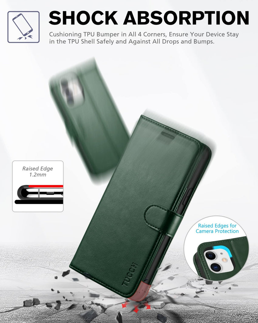 iPhone 11, [RFID Blocking] Card Slots Stand Magnetic Closure, Protective PU Leather [Shockproof TPU Interior Case] Flip Cover Compatible with iPhone 11 (2019 6.1 inch), Black - 7DAY'S