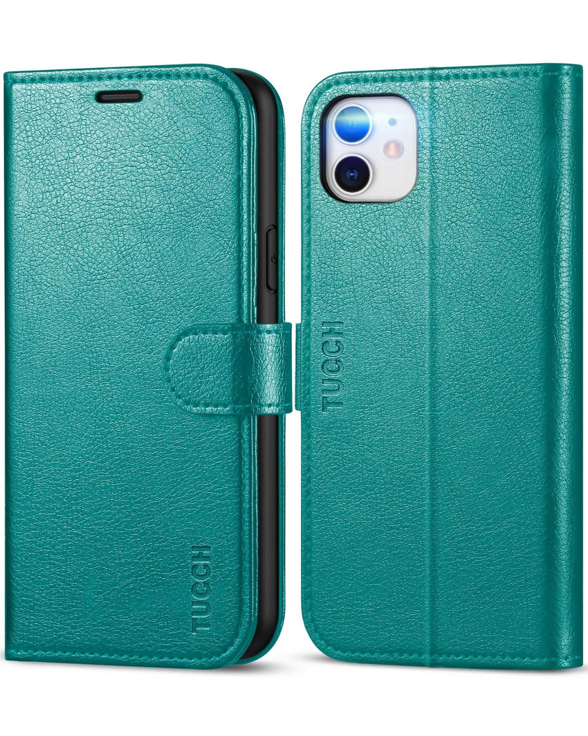 iPhone 11, [RFID Blocking] Card Slots Stand Magnetic Closure, Protective PU Leather [Shockproof TPU Interior Case] Flip Cover Compatible with iPhone 11 (2019 6.1 inch), Black - 7DAY'S