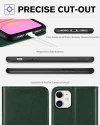 iPhone 11, [RFID Blocking] Card Slots Stand Magnetic Closure, Protective PU Leather [Shockproof TPU Interior Case] Flip Cover Compatible with iPhone 11 (2019 6.1 inch), Black - 7DAY'S