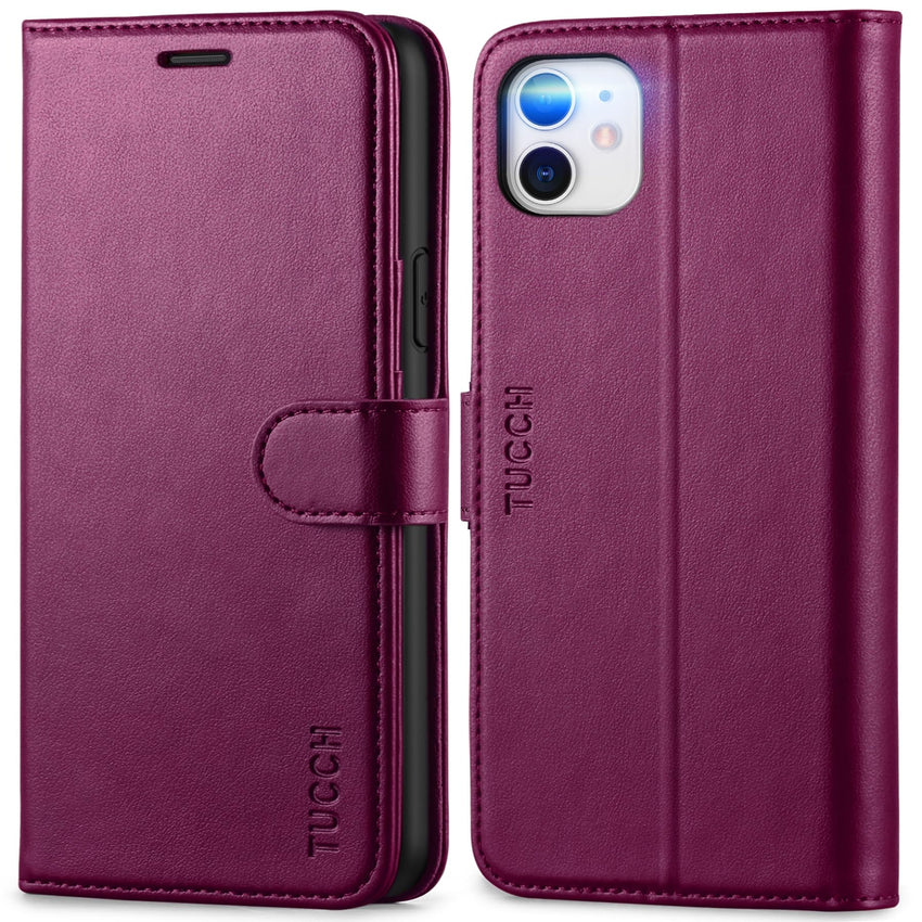 iPhone 11, [RFID Blocking] Card Slots Stand Magnetic Closure, Protective PU Leather [Shockproof TPU Interior Case] Flip Cover Compatible with iPhone 11 (2019 6.1 inch), Black - 7DAY'S