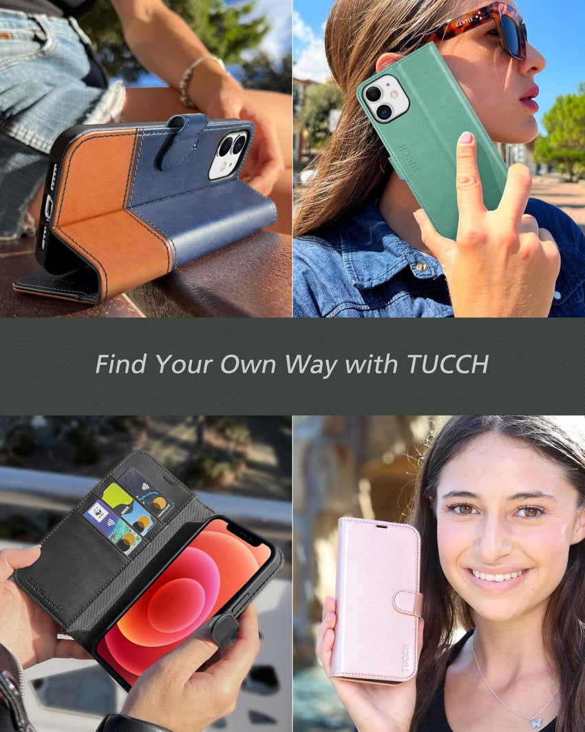 iPhone 12 /iPhone 12 Pro 5G, RFID Blocking Card Slot Stand [Shockproof TPU Interior Case] PU Leather Magnetic Protect Flip Cover Compatible with iPhone 12 Pro/12 6.1 - inch, Black - 7DAY'S