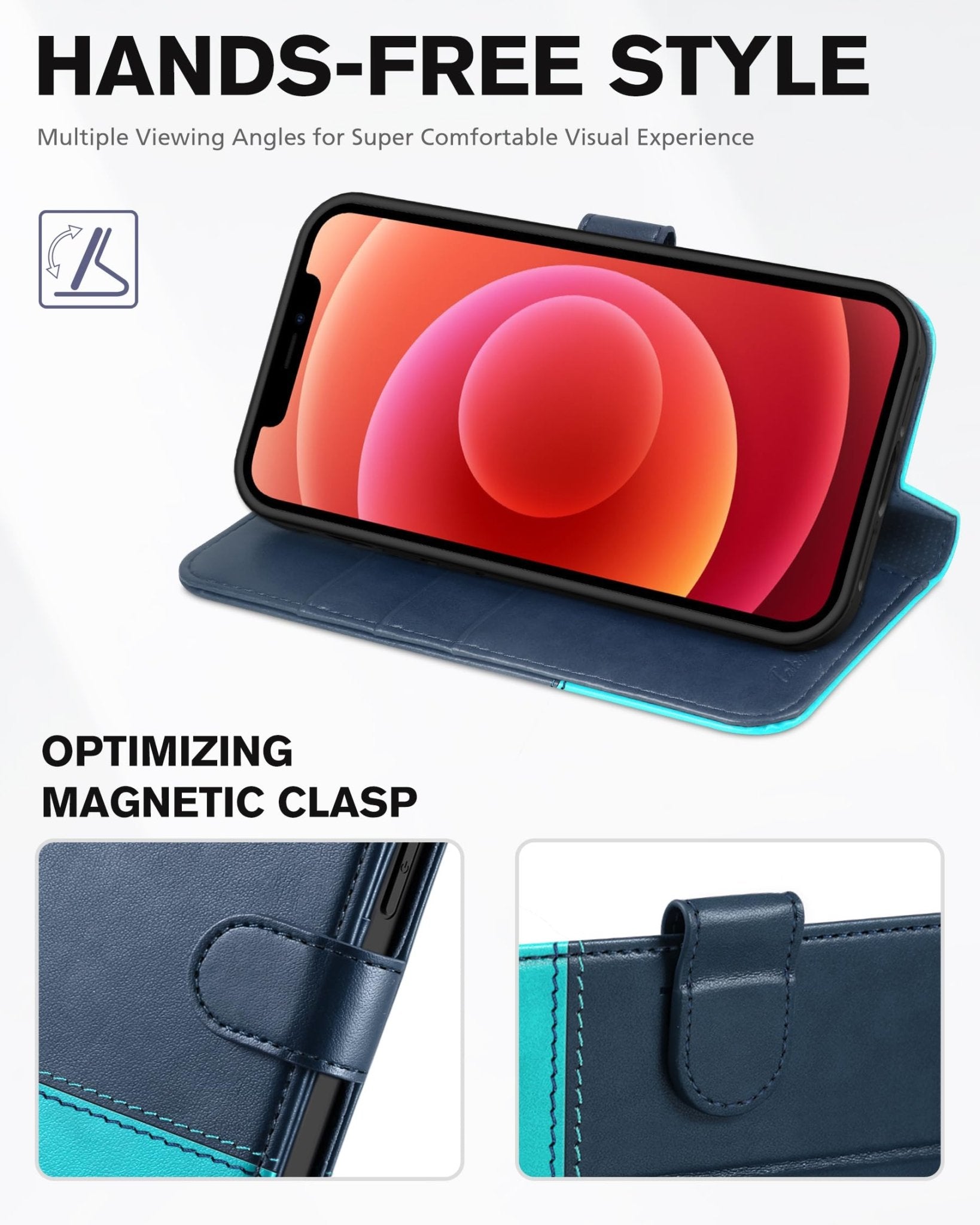 iPhone 12 /iPhone 12 Pro 5G, RFID Blocking Card Slot Stand [Shockproof TPU Interior Case] PU Leather Magnetic Protect Flip Cover Compatible with iPhone 12 Pro/12 6.1 - inch, Black - 7DAY'S