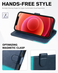 iPhone 12 /iPhone 12 Pro 5G, RFID Blocking Card Slot Stand [Shockproof TPU Interior Case] PU Leather Magnetic Protect Flip Cover Compatible with iPhone 12 Pro/12 6.1 - inch, Black - 7DAY'S