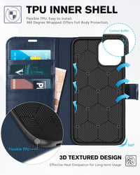 iPhone 12 /iPhone 12 Pro 5G, RFID Blocking Card Slot Stand [Shockproof TPU Interior Case] PU Leather Magnetic Protect Flip Cover Compatible with iPhone 12 Pro/12 6.1 - inch, Black - 7DAY'S