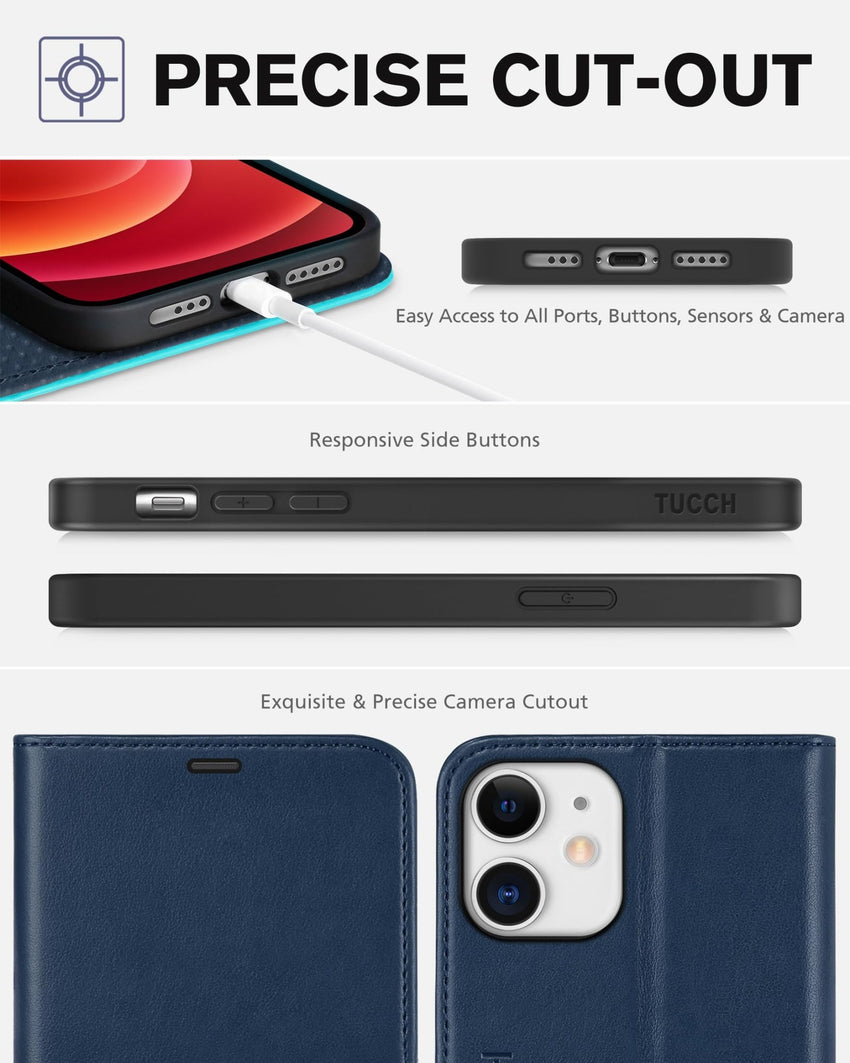 iPhone 12 /iPhone 12 Pro 5G, RFID Blocking Card Slot Stand [Shockproof TPU Interior Case] PU Leather Magnetic Protect Flip Cover Compatible with iPhone 12 Pro/12 6.1 - inch, Black - 7DAY'S