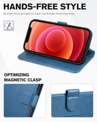 iPhone 12 /iPhone 12 Pro 5G, RFID Blocking Card Slot Stand [Shockproof TPU Interior Case] PU Leather Magnetic Protect Flip Cover Compatible with iPhone 12 Pro/12 6.1 - inch, Black - 7DAY'S