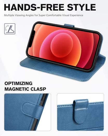 iPhone 12 /iPhone 12 Pro 5G, RFID Blocking Card Slot Stand [Shockproof TPU Interior Case] PU Leather Magnetic Protect Flip Cover Compatible with iPhone 12 Pro/12 6.1 - inch, Black - 7DAY'S