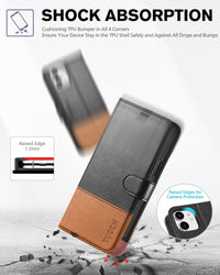 iPhone 12 /iPhone 12 Pro 5G, RFID Blocking Card Slot Stand [Shockproof TPU Interior Case] PU Leather Magnetic Protect Flip Cover Compatible with iPhone 12 Pro/12 6.1 - inch, Black - 7DAY'S