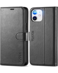 iPhone 12 /iPhone 12 Pro 5G, RFID Blocking Card Slot Stand [Shockproof TPU Interior Case] PU Leather Magnetic Protect Flip Cover Compatible with iPhone 12 Pro/12 6.1 - inch, Black - 7DAY'S