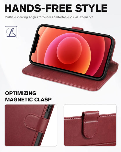 iPhone 12 /iPhone 12 Pro 5G, RFID Blocking Card Slot Stand [Shockproof TPU Interior Case] PU Leather Magnetic Protect Flip Cover Compatible with iPhone 12 Pro/12 6.1 - inch, Black - 7DAY'S