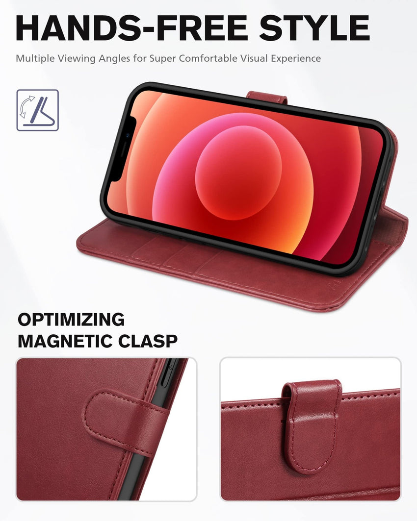 iPhone 12 /iPhone 12 Pro 5G, RFID Blocking Card Slot Stand [Shockproof TPU Interior Case] PU Leather Magnetic Protect Flip Cover Compatible with iPhone 12 Pro/12 6.1 - inch, Black - 7DAY'S