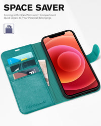 iPhone 12 /iPhone 12 Pro 5G, RFID Blocking Card Slot Stand [Shockproof TPU Interior Case] PU Leather Magnetic Protect Flip Cover Compatible with iPhone 12 Pro/12 6.1 - inch, Black - 7DAY'S