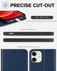 iPhone 12 /iPhone 12 Pro 5G, RFID Blocking Card Slot Stand [Shockproof TPU Interior Case] PU Leather Magnetic Protect Flip Cover Compatible with iPhone 12 Pro/12 6.1 - inch, Black - 7DAY'S